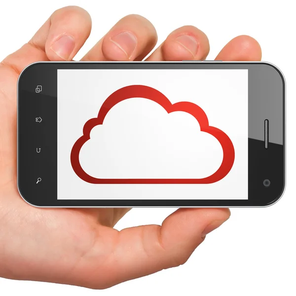 Bulut bilgi işlem kavramı: bulut smartphone cep telefonu ile — Stok fotoğraf