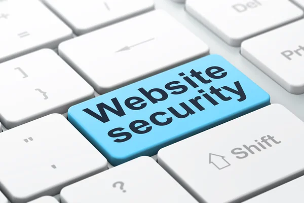 Seo web development concept: Website-Sicherheit auf Computer-Tastatur — Stockfoto