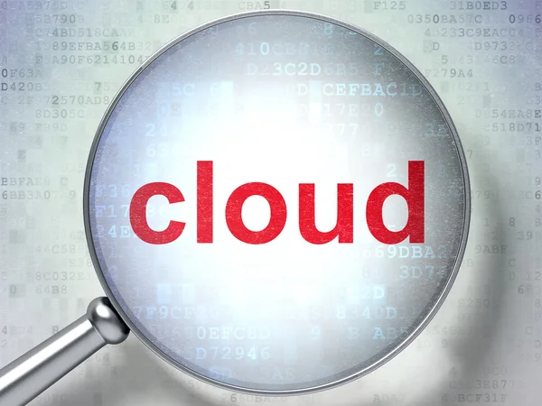 Bulut teknoloji kavramı: bulut ile dijital ba üzerinde optik cam — Stok fotoğraf