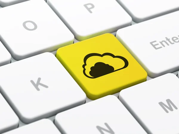 Concept de réseautage : Cloud sur fond de clavier d'ordinateur — Photo