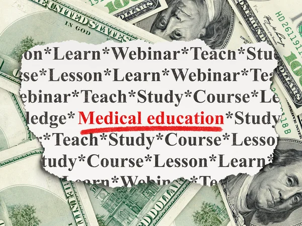 Concetto di istruzione: educazione medica su sfondo monetario — Foto Stock