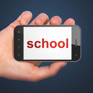 Eğitim kavramı: okul smartphone cep telefonu ile