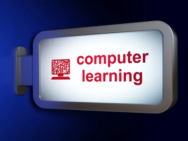 Bildungskonzept: Computerlernen und Computer-PC auf dem Billboard — Stockfoto