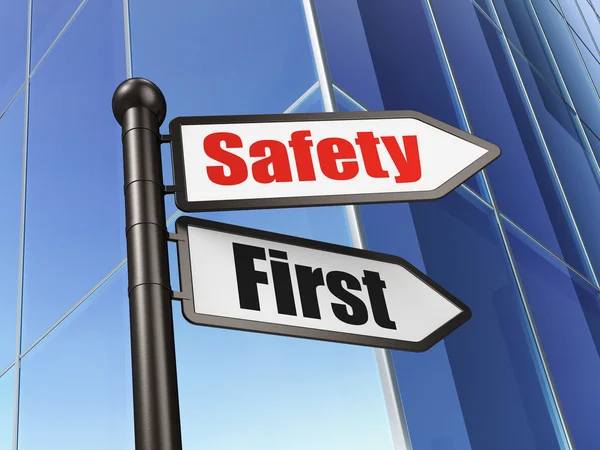 Concept de protection : Safety First on Business Building background — Photo