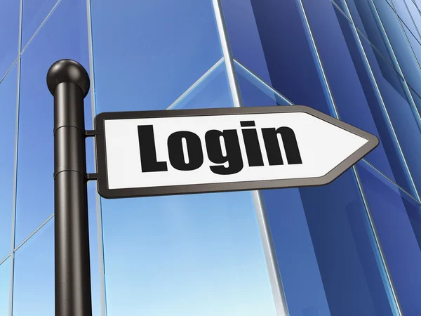 Datenschutz-Konzept: Login zum Hintergrund des Geschäftshauses — Stockfoto