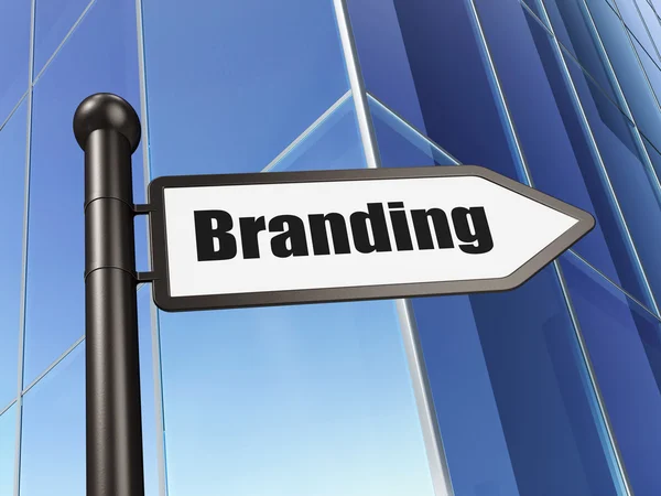 Reclame concept: Branding op zakelijke gebouw achtergrond — Stockfoto