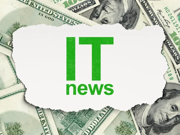 Concepto de noticias: Noticias de TI sobre el fondo del dinero — Foto de Stock