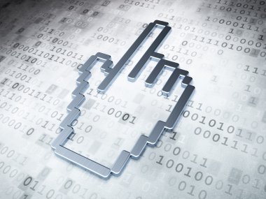 Web tasarım konsepti: dijital arka plan üzerinde gümüş fare imleci