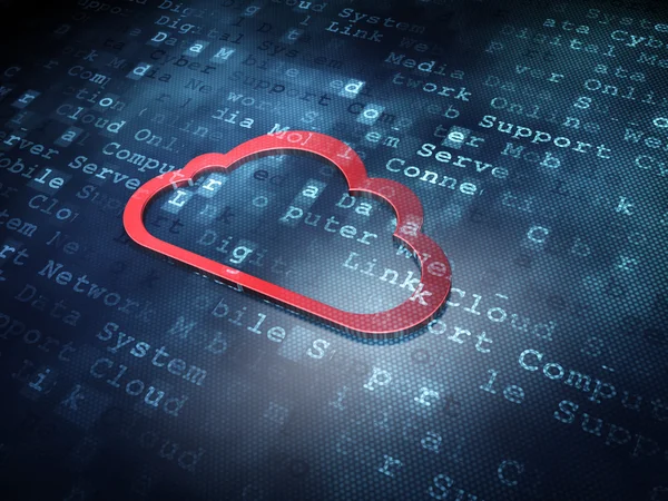 Concetto di tecnologia cloud: Nuvola rossa su sfondo digitale — Foto Stock