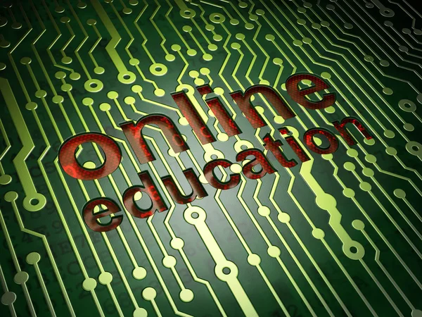 Oktatási koncepció: Online oktatás áramköri háttér — Stock Fotó