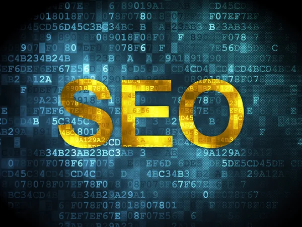 Concepto de diseño web SEO: SEO sobre fondo digital — Foto de Stock