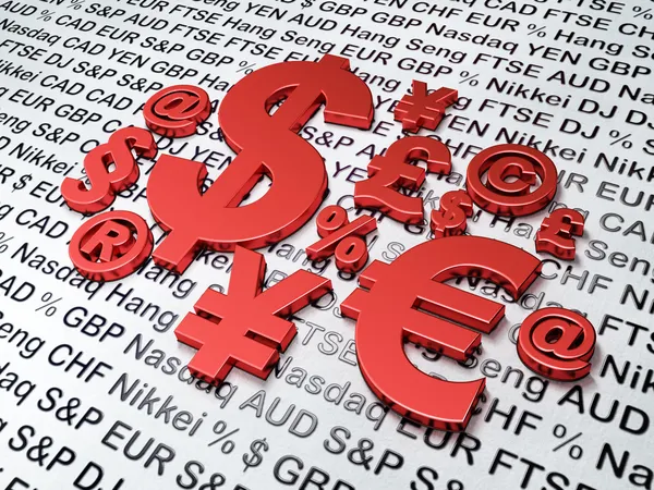 Affärsidé: Finance Symbol på pengar bakgrund — Stockfoto