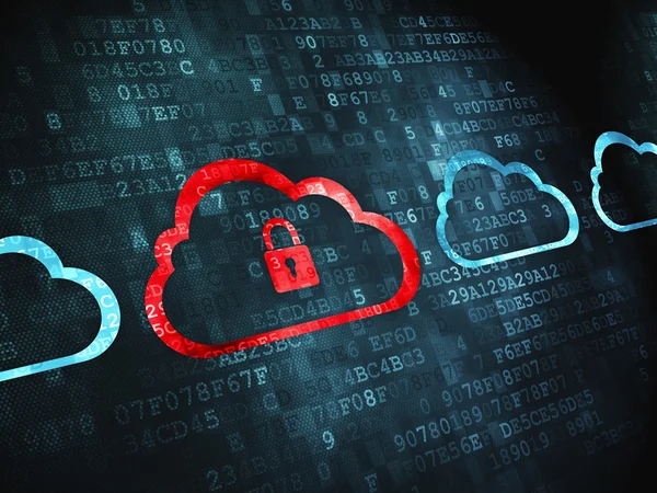 Concepto de red: Cloud Whis Padlock sobre fondo digital — Foto de Stock