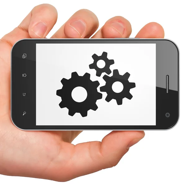 Information koncept: Gears på smartphone — Stockfoto