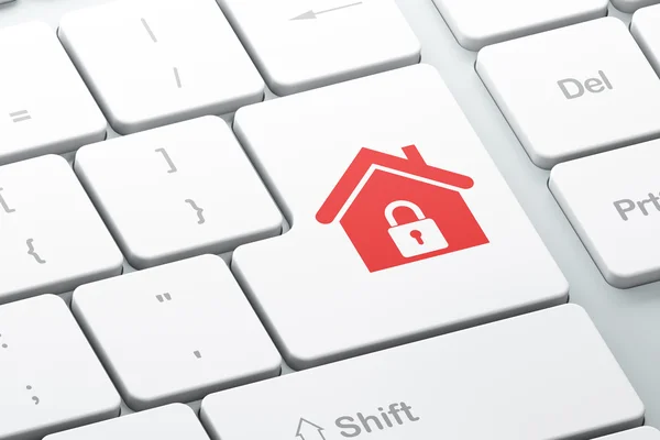 Privacy koncept: hem på dator tangentbord bakgrund — Stockfoto