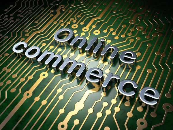 Business concept: Online Commerce on circuit board background — Stock Photo, Image