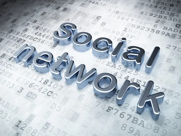 Concepto de red social: Silver Social Network en backgro digital — Foto de Stock