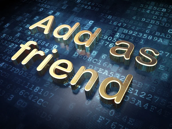 Concetto di social network: Golden Add as Friend sul backgrou digitale — Foto Stock