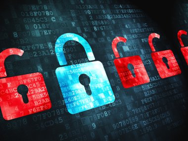 Emniyet konsepti: kilitler üzerinde dijital arka plan