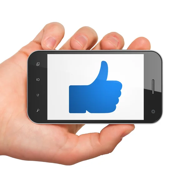 Conceito de mídia social: Como no smartphone — Fotografia de Stock