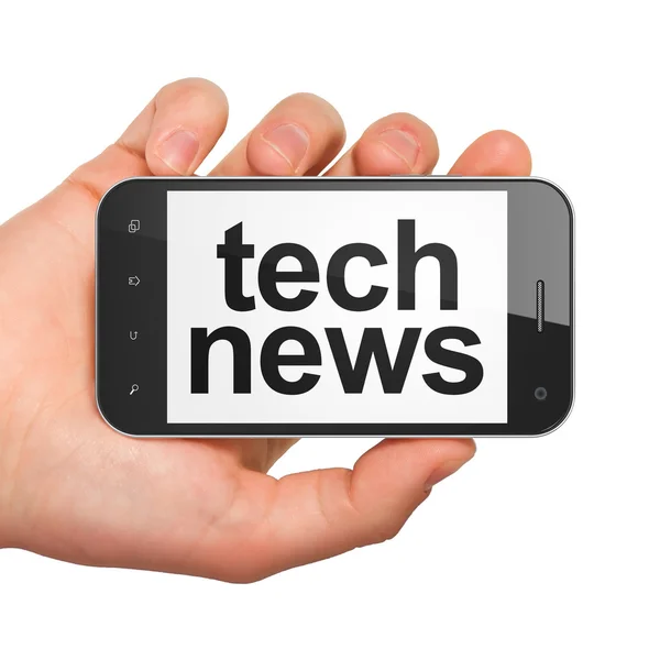 Koncepcja Aktualności: Tech News na smartphone — Zdjęcie stockowe