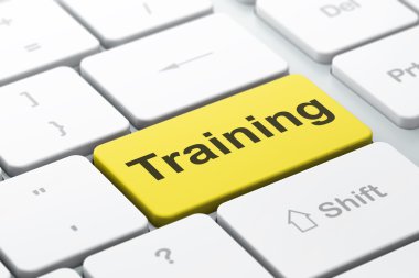 Eğitim kavramı: bilgisayar klavye arka plan üzerinde eğitim