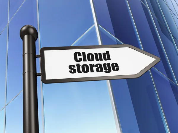 Cloud computing koncept: molnlagring på att bygga bakgrund — Stockfoto