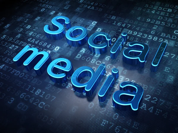 Concetto di social media: Blue Social Media su sfondo digitale — Foto Stock