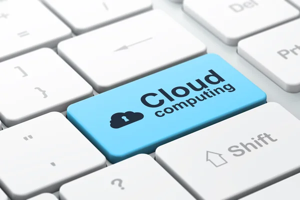 Concepto de computación en nube: Cloud Whis Keyhole y Cloud Computing —  Fotos de Stock