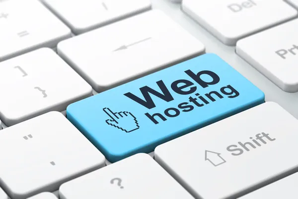 Concetto di sviluppo Web: Mouse Cursor e Web Hosting sulla computazione — Foto Stock