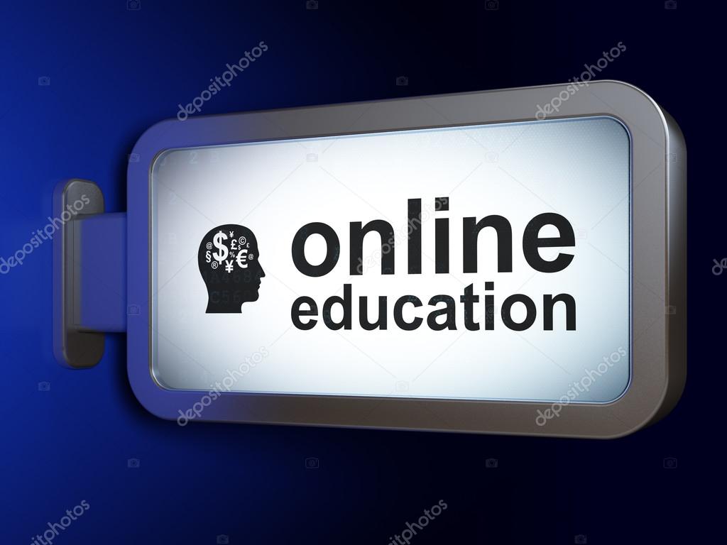 Education concept: Online Education and Finance Symbol on billbo