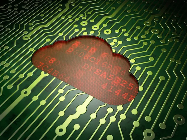 Concetto di cloud computing: cloud on circuit board background — Foto Stock