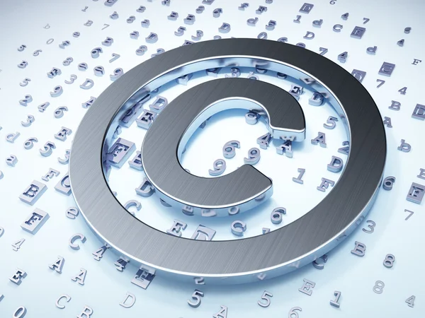 Concepto de ley: Plata Copyright sobre fondo digital — Foto de Stock