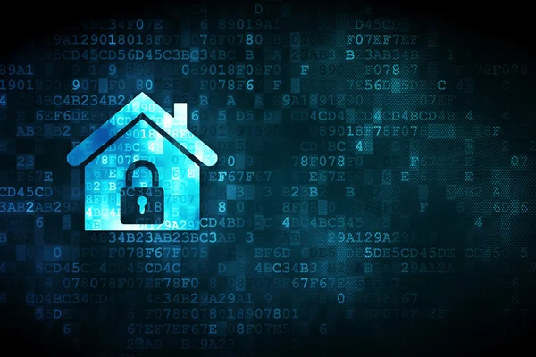 Concetto di sicurezza: casa su sfondo digitale — Foto Stock