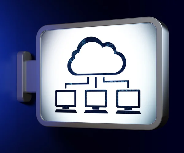 Cloud Computing-Konzept: Cloud-Netzwerk auf Plakathintergrund — Stockfoto