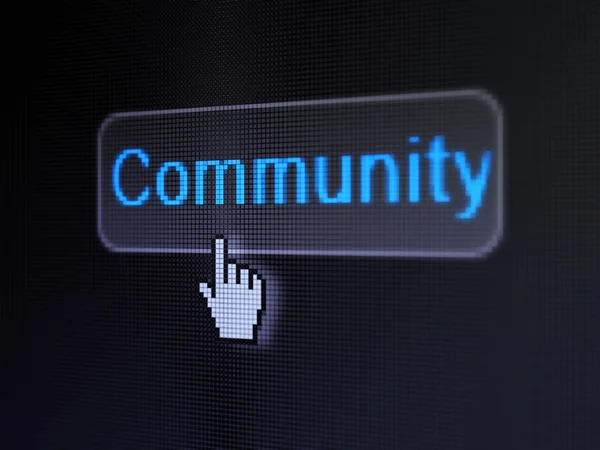 Conceito de rede social: Comunidade sobre fundo botão digital — Fotografia de Stock