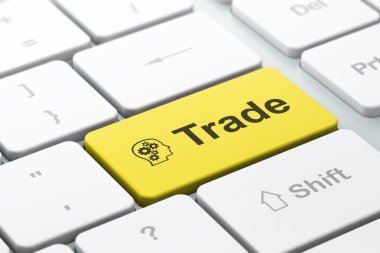 İş Finans kavramı: baş ve bilgisayar ticaret
