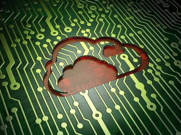 Concetto di tecnologia cloud: Cloud on circuit board background — Foto Stock