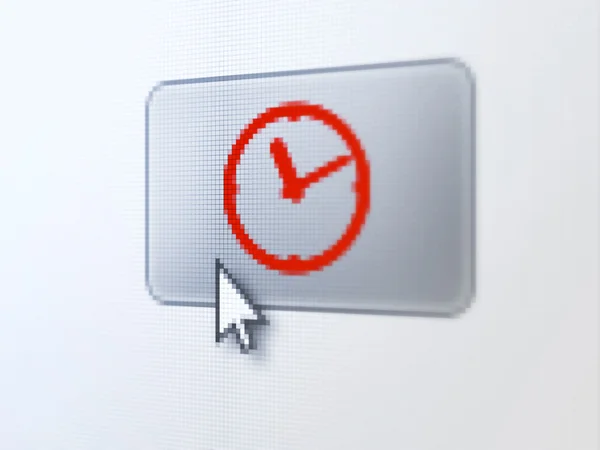 Conceito de tempo: Relógio no fundo do botão digital — Fotografia de Stock