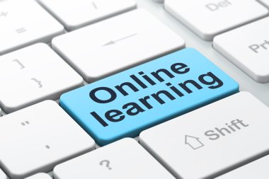 Eğitim kavramı: bilgisayar klavye backgrou Online öğrenme