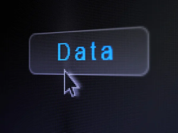 Conceito de dados: Dados sobre fundo botão digital — Fotografia de Stock