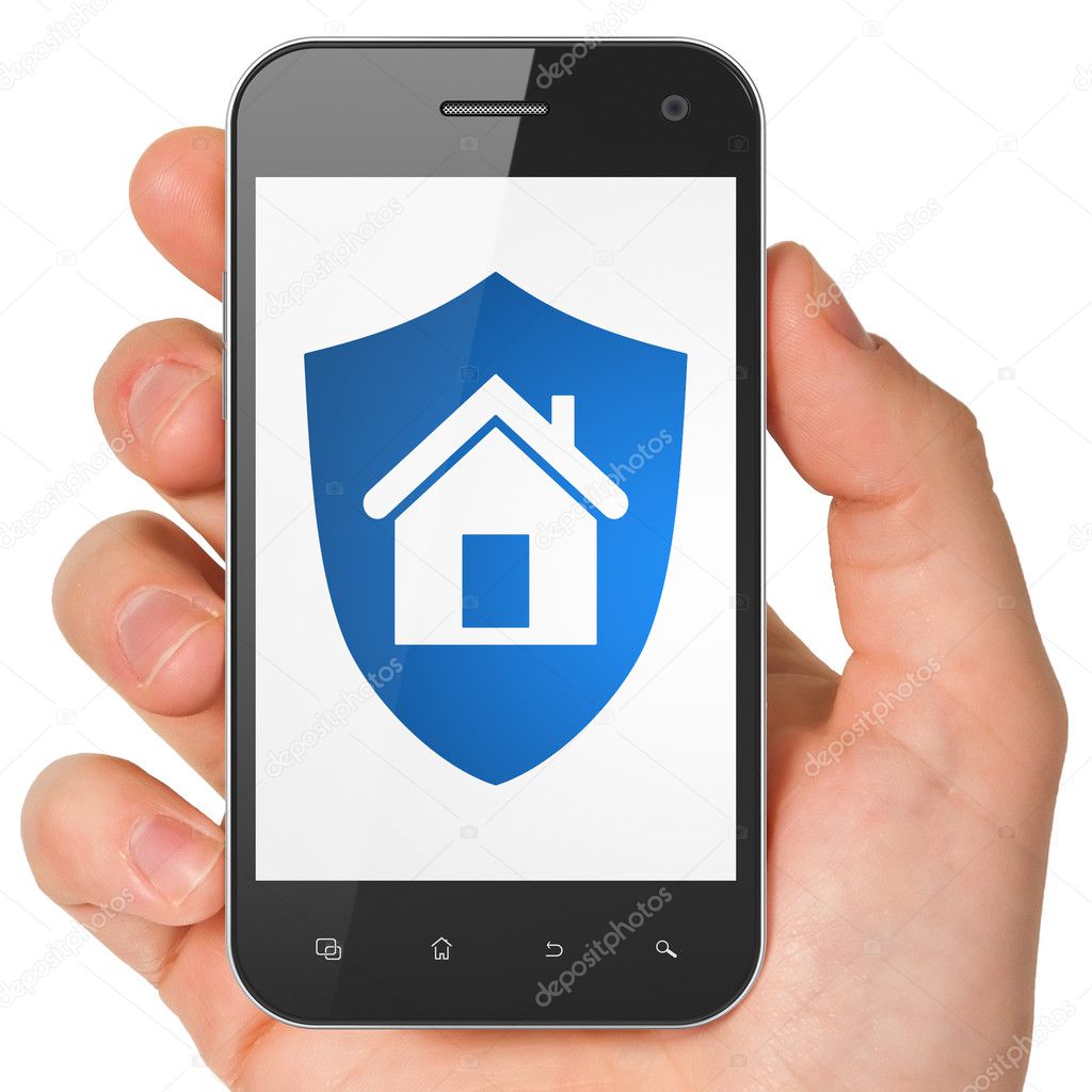 Privacy concept: Shield on smartphone