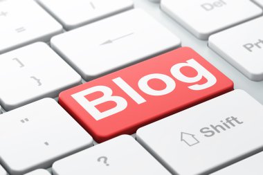 SEO web tasarım konsepti: bilgisayar klavye arka plan üzerinde Blog