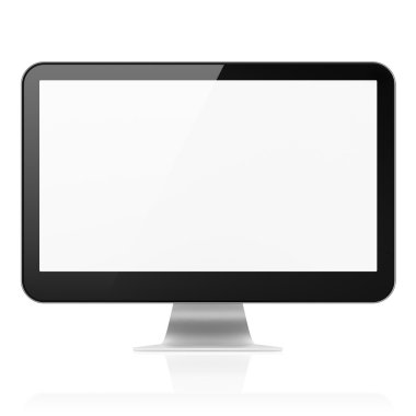 Computer monitor (modern pc screen) isolated over white backgrou