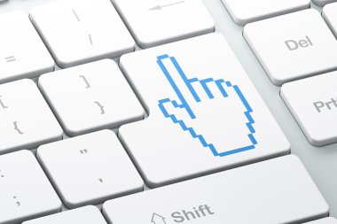 Web geliştirme kavramı: fare imlecini bilgisayar klavye backg üzerinde
