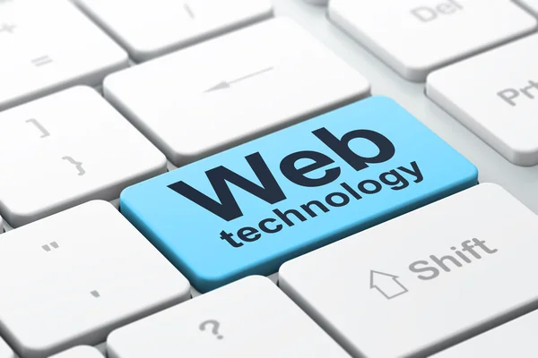 Conceito de web design SEO: Tecnologia Web no teclado do computador de volta — Fotografia de Stock