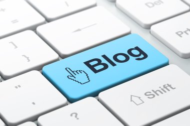 Web geliştirme kavramı: fare imlecini ve bilgisayar keybo Blog