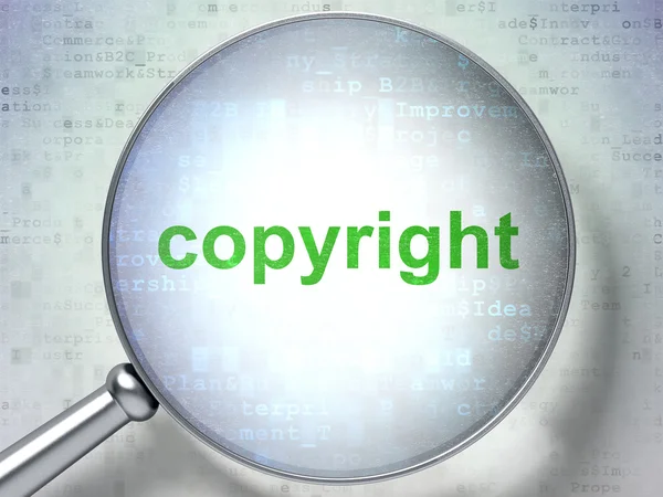 Marketing concept: Copyright with optical glass — Stock Photo, Image