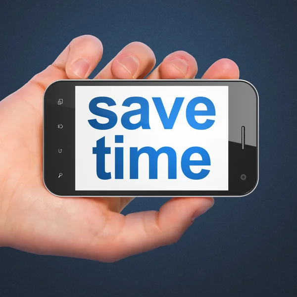 Tid koncept: spara tid på smartphone — Stockfoto