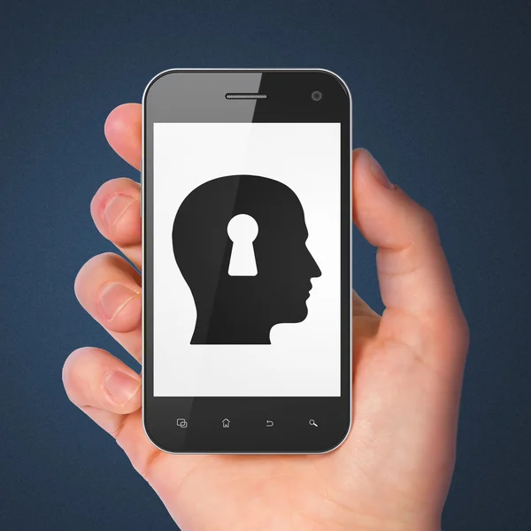 Concetto informativo: Head Whis Keyhole su smartphone — Foto Stock